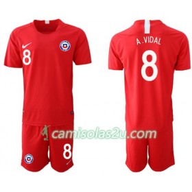 Camisolas de Futebol Chile A. VIDAL 8 Criança Equipamento Principal 2018/19 Manga Curta 